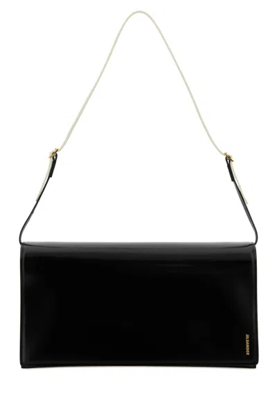 Jil Sander Calf Leather Shoulder Bag In Black