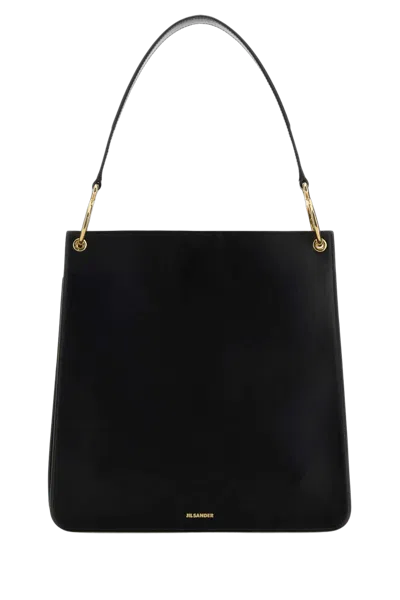 Jil Sander Calf Leather Shoulder Bag In Black