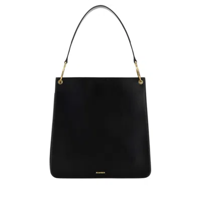 Jil Sander Calf Leather Shoulder Bag  Black