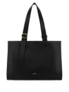 Jil Sander Leather Shopping Shoulder Bag Gold Hardware In Black