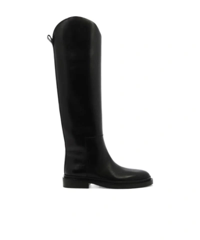 Jil Sander Calf-length Leather Boots In Black
