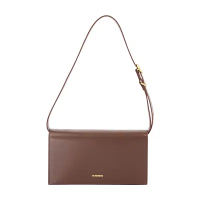 Jil Sander Calfskin Leather Crossbody Bag In Brown