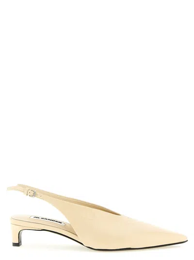 Jil Sander Calfskin Slingback Heel In Neutral