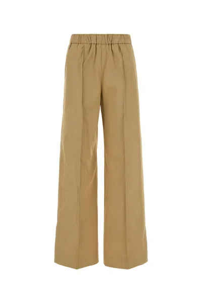 Jil Sander Camel Cotton Wide-leg Pant In Brown