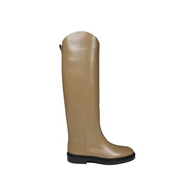 Jil Sander Camel Genuine Leather Knee High Boots In Multi