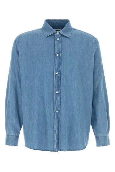 Jil Sander Camicia In Chambray Azzurro Uomo In Blue