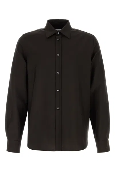 Jil Sander Wool Blend Shirt Long Sleeves Button Cuffs In Black