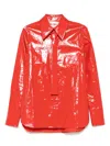 Jil Sander Shiny Linen Shirt With Red Tie In Orange