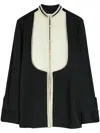 Jil Sander Camisa Larga Pechera Contraste Negro In Black