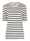 Jil Sander Black And White Knitted Striped T-shirt In Cotton Woman In White