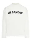 Jil Sander Men White Crewneck Sweatshirt With Contrasting Logo Print At The Front In Cotton Man In Nude & Neutrals