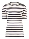 Jil Sander Black And White Knitted Striped T-shirt In Cotton Woman In Cream