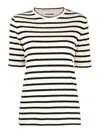 Jil Sander Black And White Knitted Striped T-shirt In Cotton Woman In Black