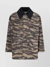 Jil Sander Camouflage Print Pointed Collar Long Sleeve Jacket In Grey