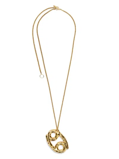 Jil Sander Cancer Zodiac Necklace In Golden