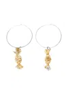 Jil Sander Brass Candy Hoop Earrings With Pendant In Silver