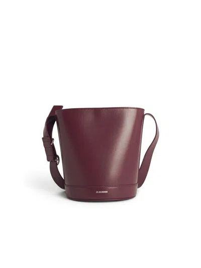 Jil Sander 'cannoli' Burgundy Leather Bucket Bag