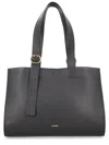 Jil Sander Black Shopping Rectangular Leather Tote In Purple