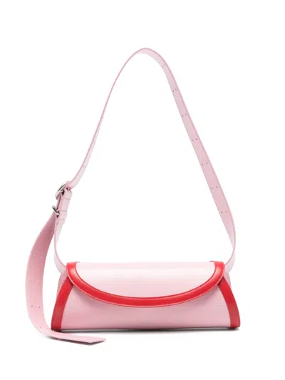 Jil Sander Cannolo Bicolour Shoulder Bag In Pink