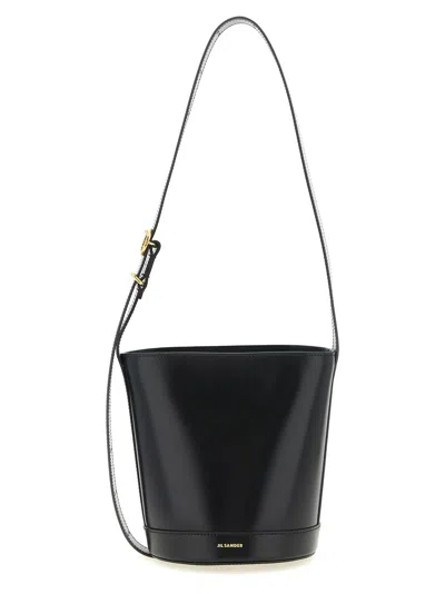 Jil Sander Cannolo Bucket Bag In Black