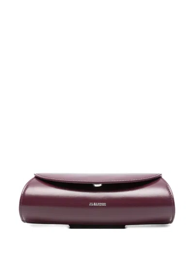 Jil Sander Cannolo Cylindrical Leather Glasses Case In Burgundy
