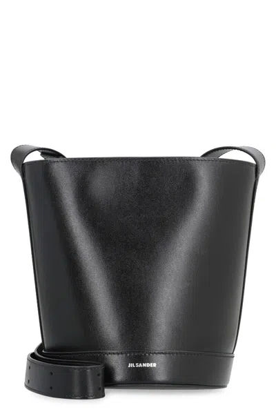 JIL SANDER JIL SANDER CANNOLO LEATHER BUCKET BAG