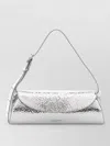 Jil Sander Cannolo Leather Crossbody Bag Metallic Finish In Silver