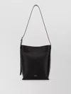 Jil Sander Cannolo Leather Shoulder Bag Adjustable Strap In Black