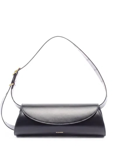 Pre-owned Jil Sander Cannolo Leather Shoulder Bag In Black