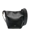Jil Sander Cannolo Leather Shoulder Bag In Black