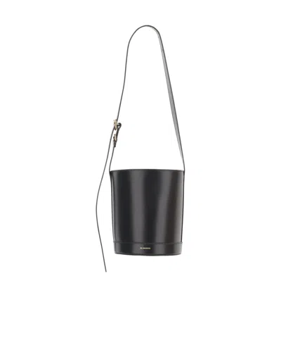 Jil Sander Cannolo Logo-lettering Bucket Bag In Neutral
