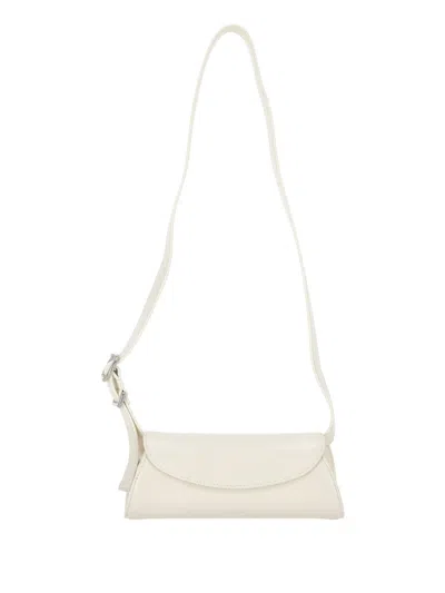 Jil Sander Cannolo Logo Printed Small Clutch Bag In Beige