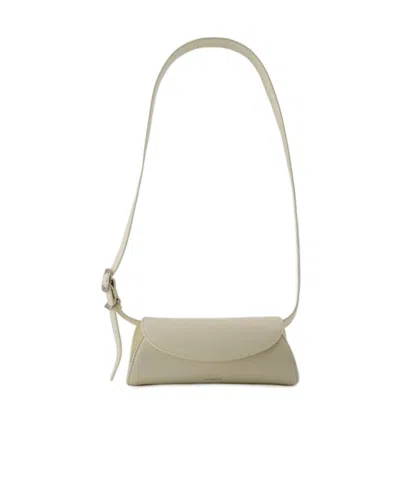 Jil Sander Cannolo Logo Printed Small Clutch Bag In Nude