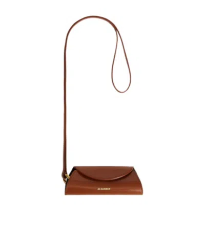 Jil Sander Cannolo Logo-stamp Leather Keyring In Brown