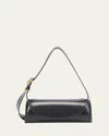 Jil Sander Leather Cannolo Shoulder Bag In Black