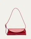 Jil Sander Cannolo Mini Flap Leather Shoulder Bag In Cedar Red