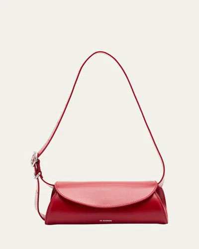 Jil Sander Cannolo Mini Flap Leather Shoulder Bag In Cedar Red