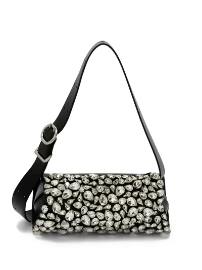 Jil Sander Cannolo Mini Leather Shoulder Bag In Black