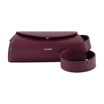 Jil Sander Cannolo Mini Purse - Leather - Burgundy In White