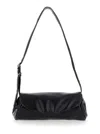 JIL SANDER CANNOLO PADDED BIG BLACK SHOULDER BAG WITH EMBOSSED LOGO IN PADDED LEATHER WOMAN
