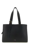 Jil Sander Black Shopping Rectangular Leather Tote In Black