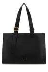 Jil Sander Black Shopping Rectangular Leather Tote In Black