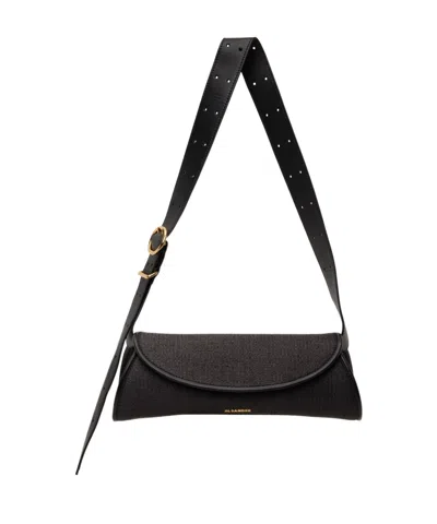 Jil Sander Cannolo Shoulder Bag In Black