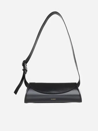 Jil Sander Cannolo Small Leather Bag In Black