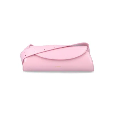 Jil Sander Cannolo Small Leather Bag Pink Bovine Lining Shoulder