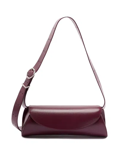 Jil Sander Cannolo Small Leather Shoulder Bag In Red