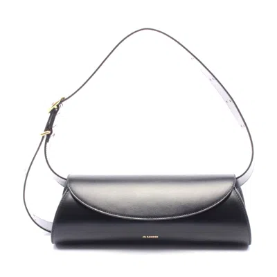Pre-owned Jil Sander Cannolo Small Leather Shoulder Bag In Black