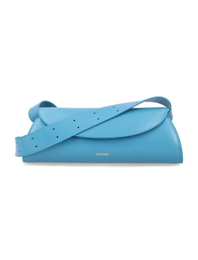 Jil Sander Cannolo Small Leather Shoulder Bag In Blue