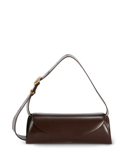 Jil Sander Cannolo Small Leather Shoulder Bag In Brown
