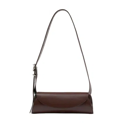Jil Sander Cannolo Small Shoulder Bag In Brown